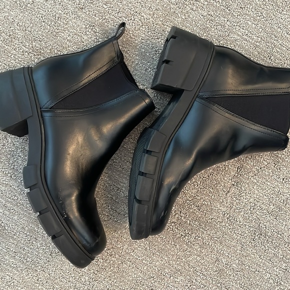 REDTOP Chelsea Boots 9.5 BlackChunky Block Heel Platform Lug Sole Ankle Booties - Picture 5 of 9